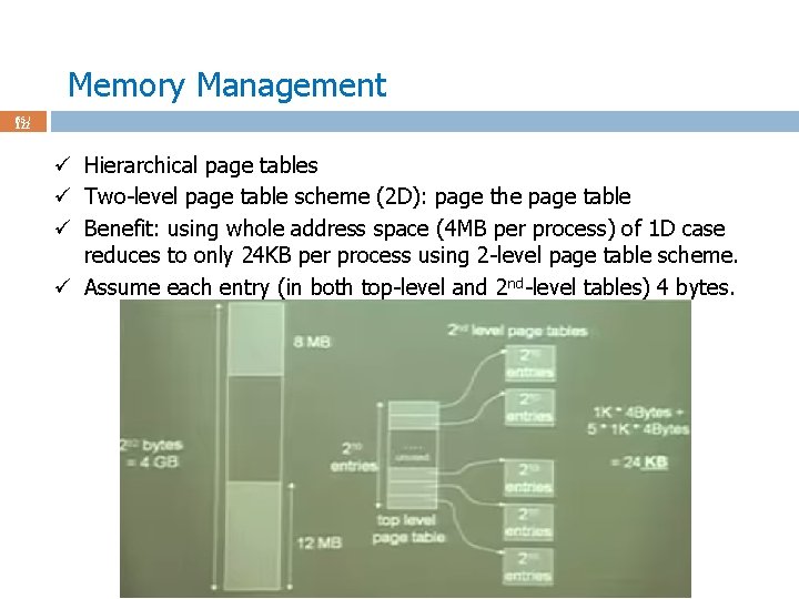 Memory Management 65 / 122 ü Hierarchical page tables ü Two-level page table scheme