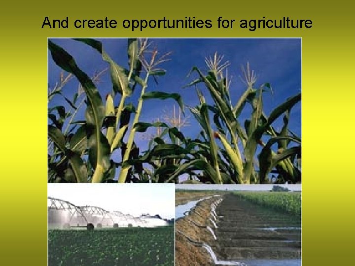 And create opportunities for agriculture 
