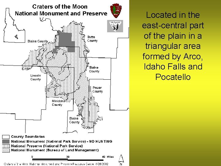 Located in the east-central part of the plain in a triangular area formed by
