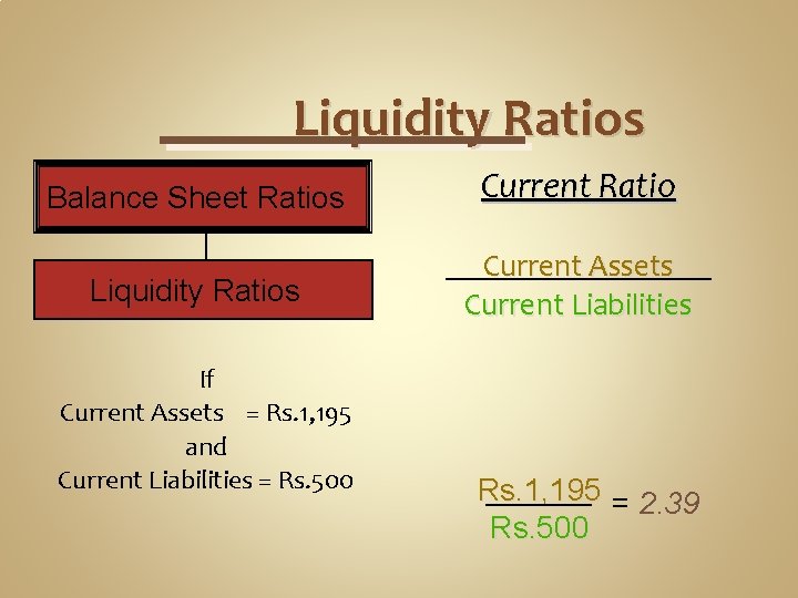 Liquidity Ratios Balance Sheet Ratios Current Ratio Liquidity Ratios Current Assets Current Liabilities If