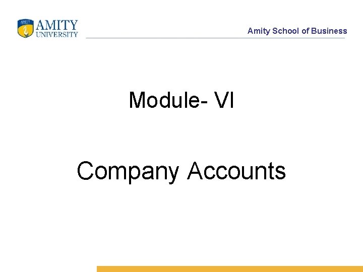 Amity School of Business Module- VI Company Accounts 