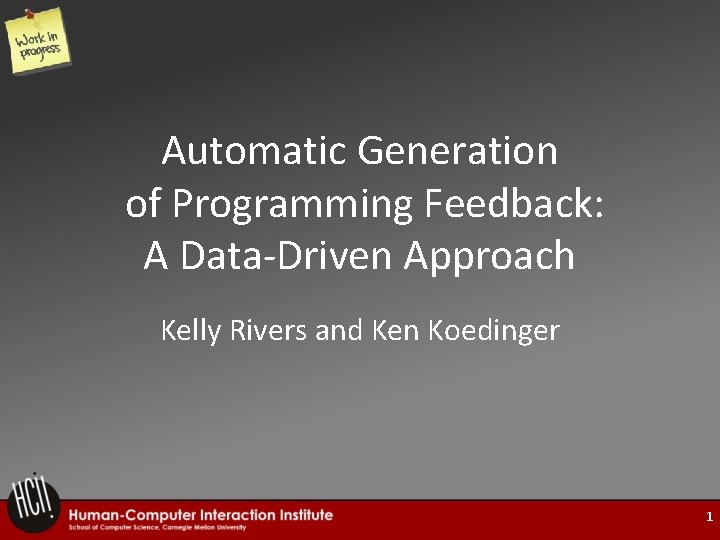 Automatic Generation of Programming Feedback A DataDriven Approach