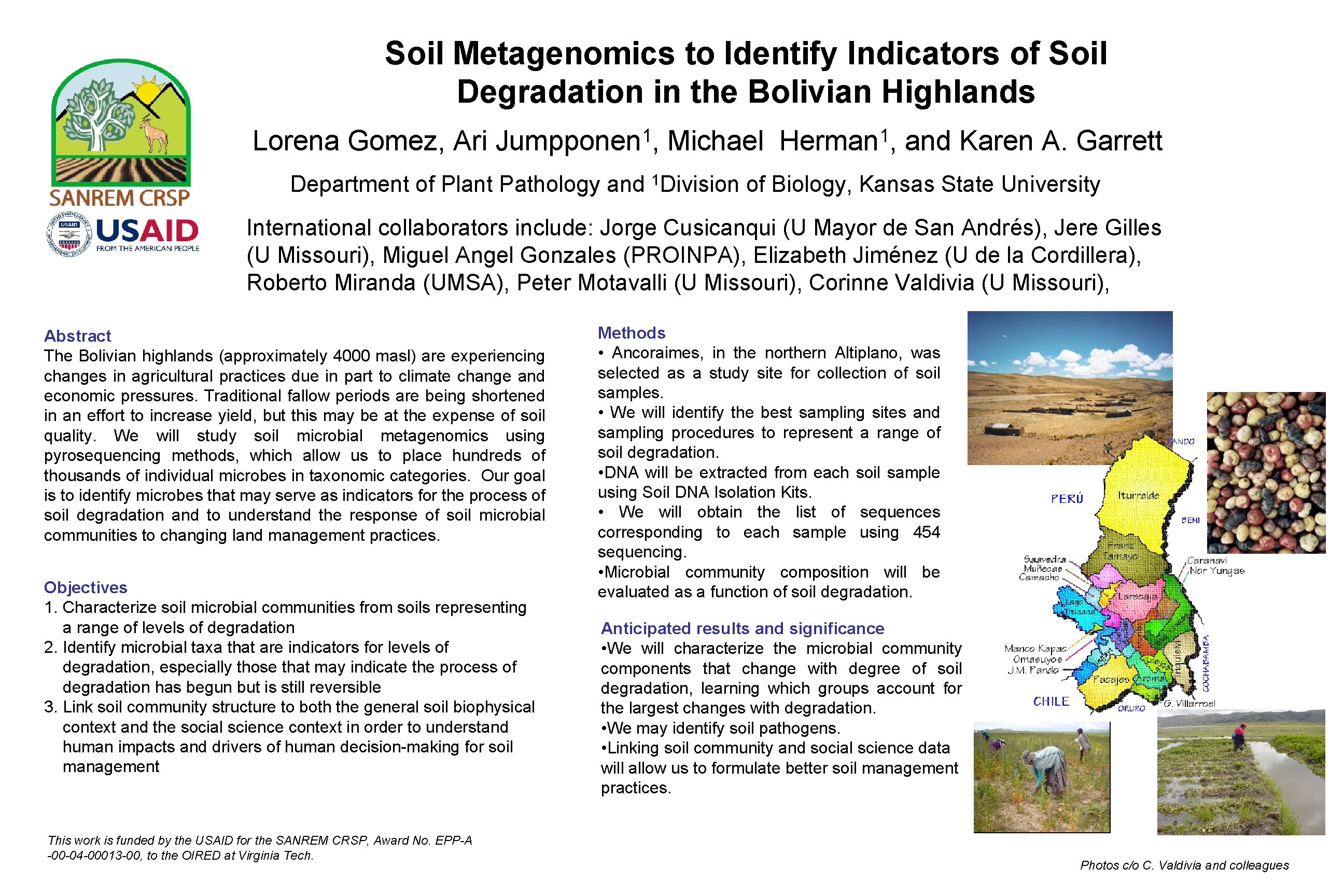 Soil Metagenomics to Identify Indicators of Soil Degradation in the Bolivian Highlands Lorena Gomez,