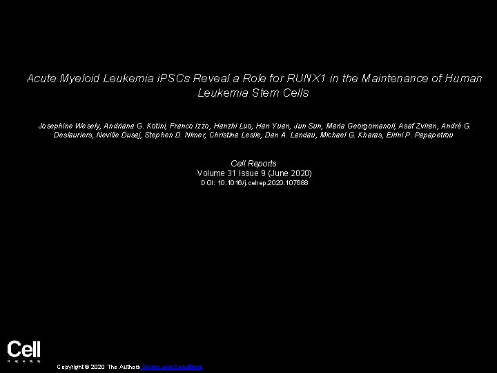 Acute Myeloid Leukemia i PSCs Reveal a Role