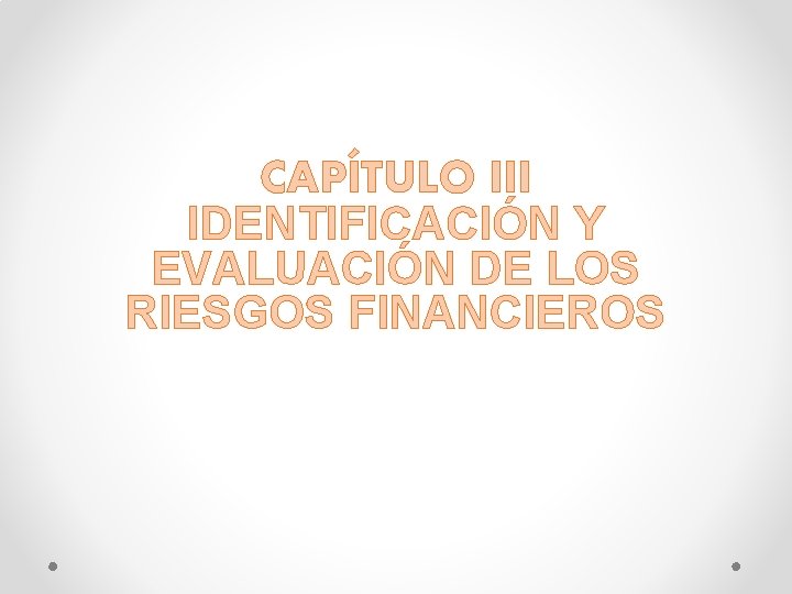 CAPÍTULO III IDENTIFICACIÓN Y EVALUACIÓN DE LOS RIESGOS FINANCIEROS 
