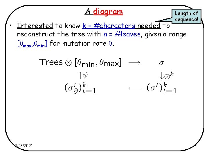 A diagram Length of sequence! • Interested to know k = #characters needed to