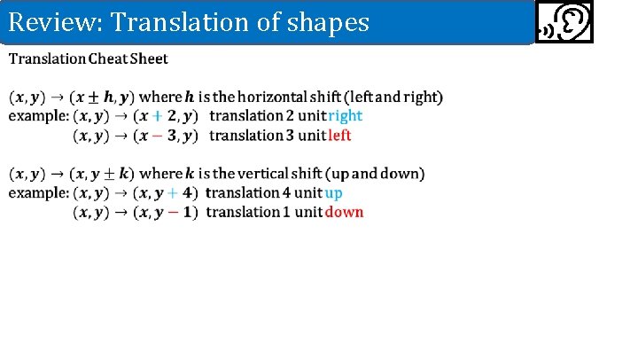 Review: Translation of shapes 