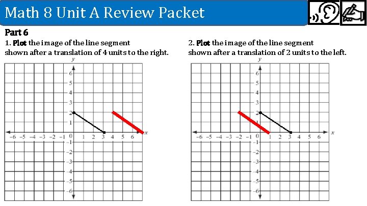 Math 8 Unit A Review Packet Part 6 1. Plot the image of the