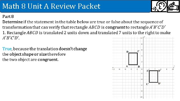 Math 8 Unit A Review Packet 