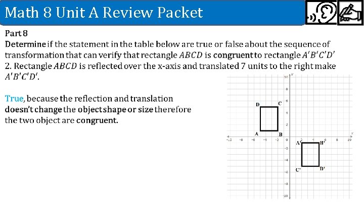 Math 8 Unit A Review Packet 