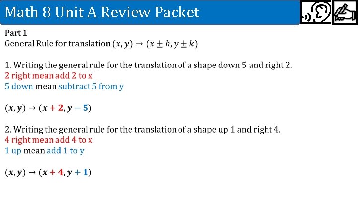 Math 8 Unit A Review Packet 
