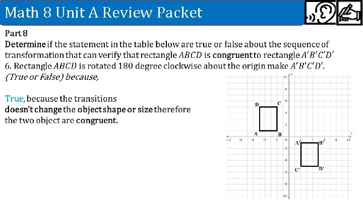 Math 8 Unit A Review Packet 