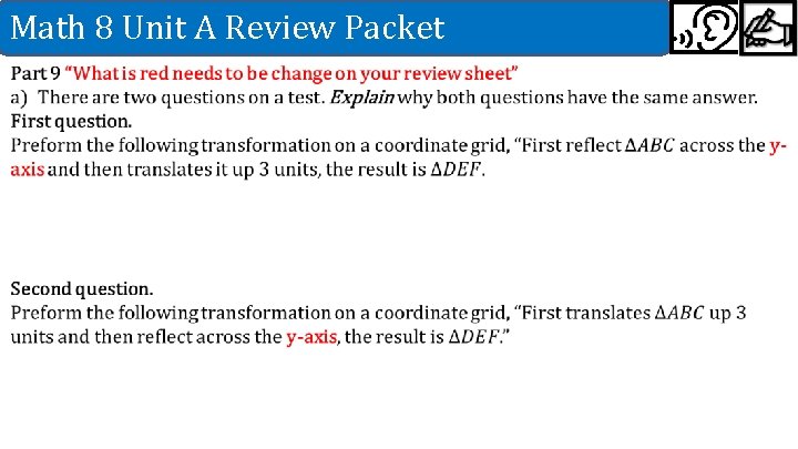 Math 8 Unit A Review Packet 