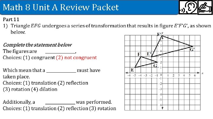 Math 8 Unit A Review Packet 