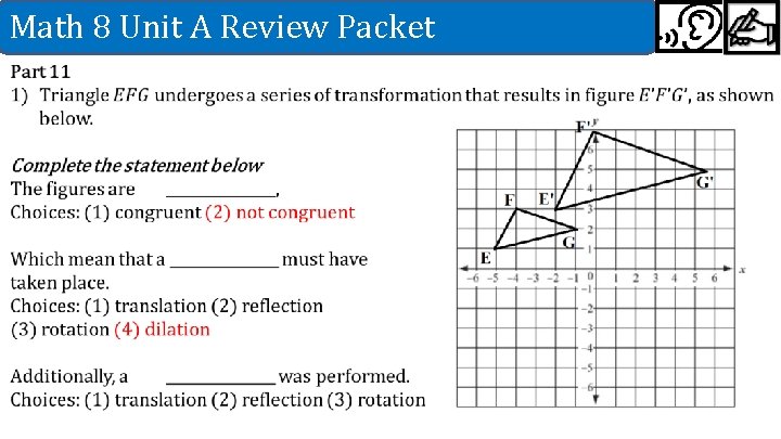 Math 8 Unit A Review Packet 