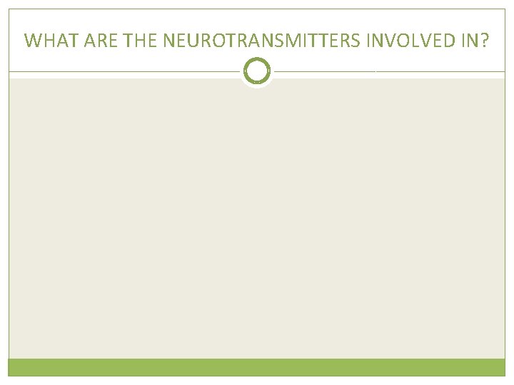 WHAT ARE THE NEUROTRANSMITTERS INVOLVED IN? 