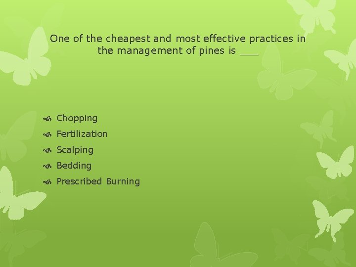 One of the cheapest and most effective practices in the management of pines is