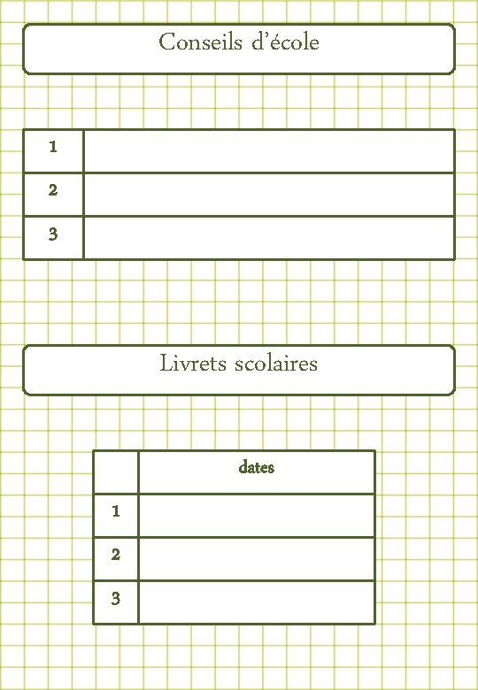 Conseils d’école 1 2 3 Livrets scolaires dates 1 2 3 