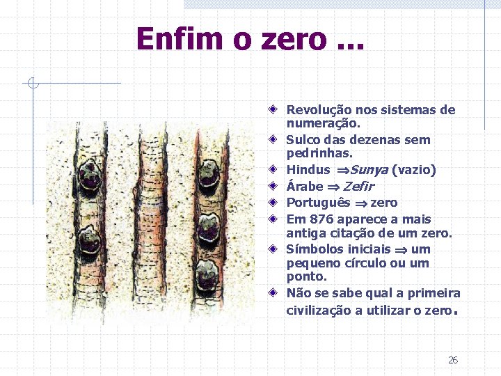 Enfim o zero. . . Revolução nos sistemas de numeração. Sulco das dezenas sem