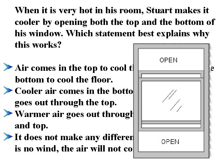 When it is very hot in his room, Stuart makes it cooler by opening