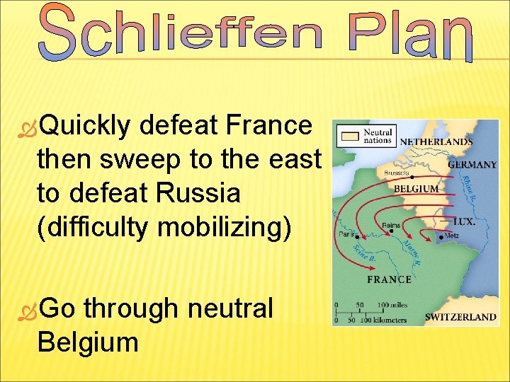  Quickly defeat France then sweep to the east to defeat Russia (difficulty mobilizing)