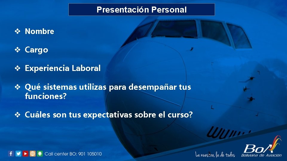 Presentación Personal v Nombre v Cargo v Experiencia Laboral v Qué sistemas utilizas para
