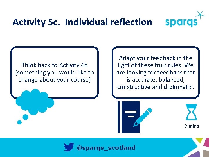 Activity 5 c. Individual reflection Think back to Activity 4 b (something you would