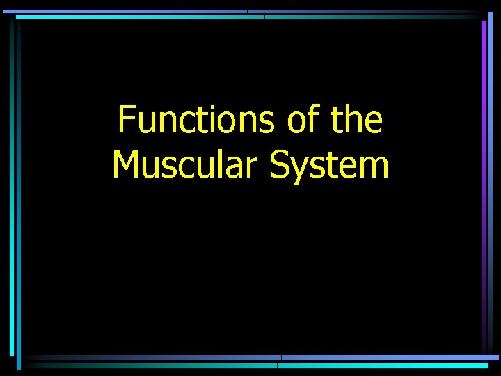 Functions of the Muscular System Functions of the Muscular System