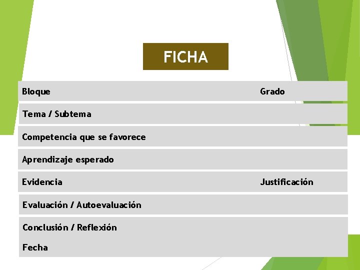 FICHA Bloque Grado Tema / Subtema Competencia que se favorece Aprendizaje esperado Evidencia Evaluación