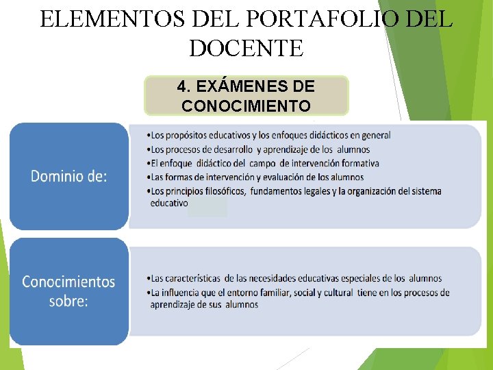 ELEMENTOS DEL PORTAFOLIO DEL DOCENTE 4. EXÁMENES DE CONOCIMIENTO 