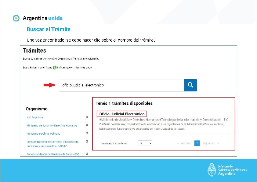 Buscar el Trámite Una vez encontrado, se debe hacer clic sobre el nombre del