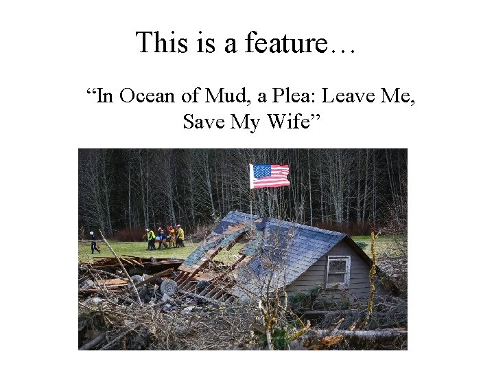 This is a feature… “In Ocean of Mud, a Plea: Leave Me, Save My