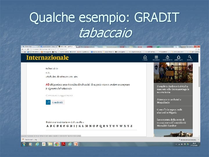 Qualche esempio: GRADIT tabaccaio 