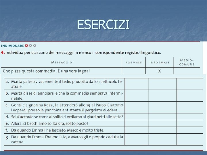 ESERCIZI 