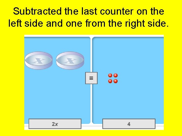 Subtracted the last counter on the left side and one from the right side.