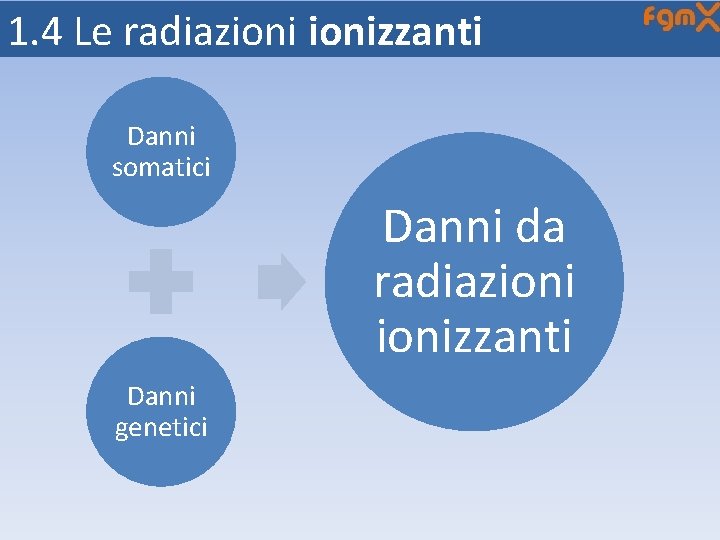 1. 4 Le radiazionizzanti Danni somatici Danni da radiazionizzanti Danni genetici 