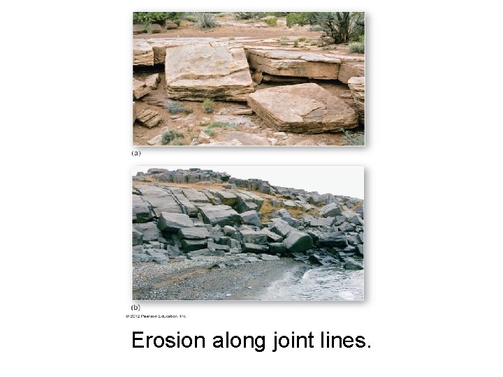 Erosion along joint lines. 