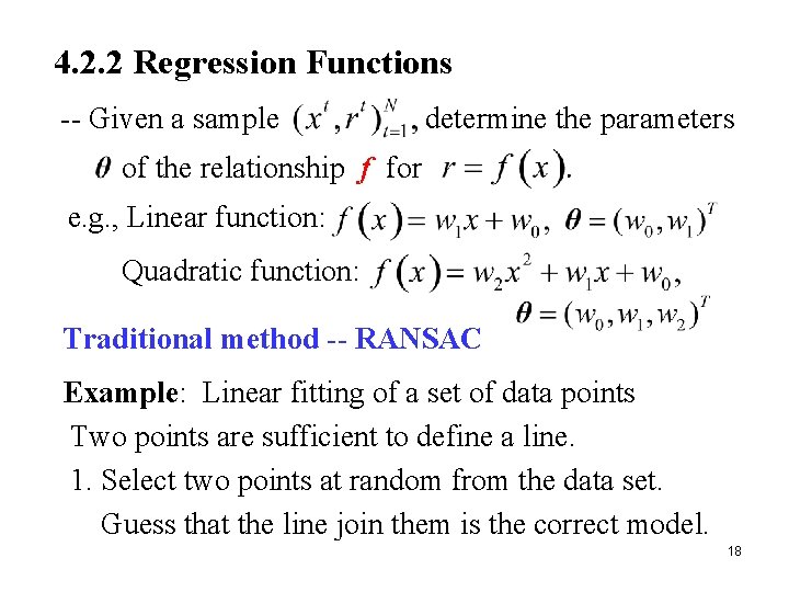 4. 2. 2 Regression Functions -- Given a sample determine the parameters of the