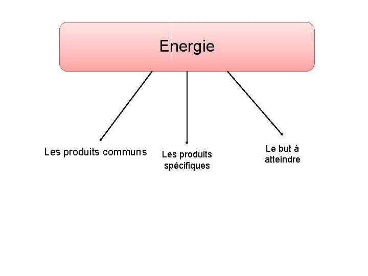 Energie Les produits communs Les produits spécifiques Le but à atteindre 