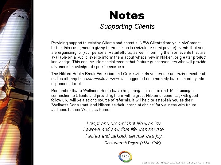 Notes Supporting Clients Providing support to existing Clients and potential NEW Clients from your