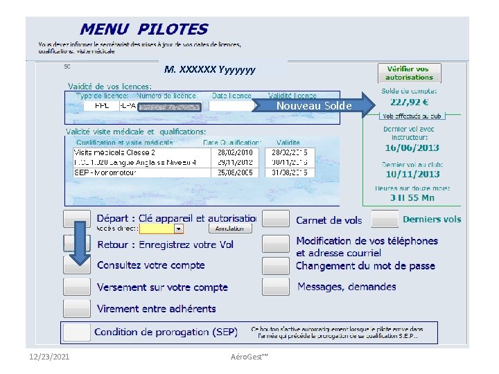 M. XXXXXX Yyyyyyy Nouveau Solde 12/23/2021 Aéro. Gest™ 