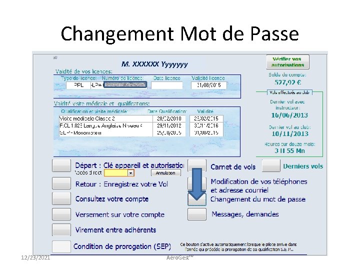 Changement Mot de Passe M. XXXXXX Yyyyyyy 12/23/2021 Aéro. Gest™ 