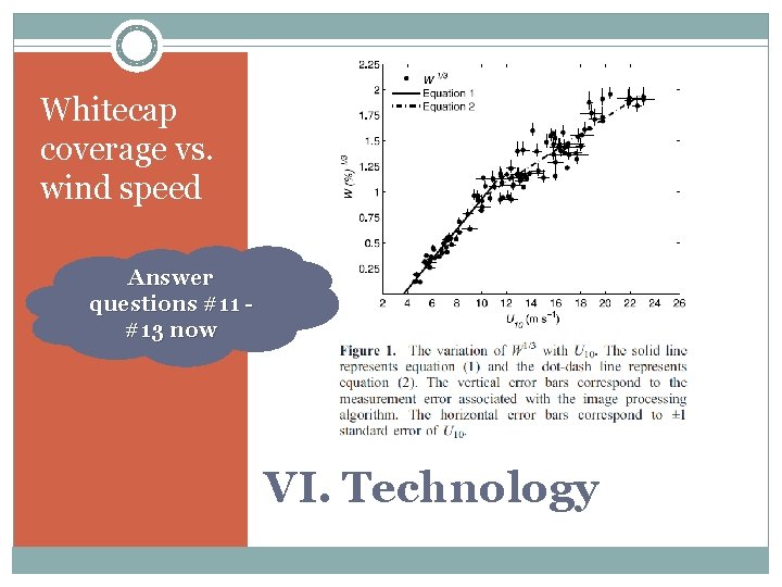Whitecap coverage vs. wind speed Answer questions #11 #13 now VI. Technology 
