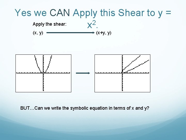 Yes we CAN Apply this Shear to y = Apply the shear: x 2.