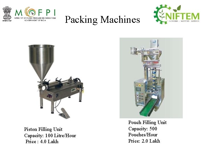 Packing Machines Piston Filling Unit Capacity: 100 Litre/Hour Price : 4. 0 Lakh Pouch
