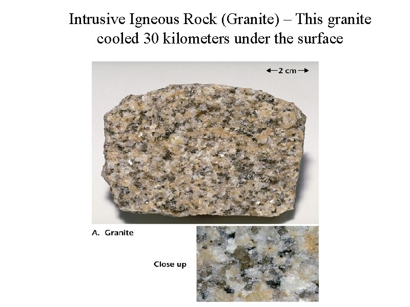 Intrusive Igneous Rock (Granite) – This granite cooled 30 kilometers under the surface 