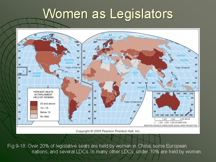 Women as Legislators Fig 9 -18: Over 20% of legislative seats are held by