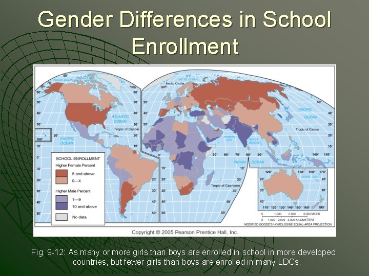 Gender Differences in School Enrollment Fig. 9 -12: As many or more girls than
