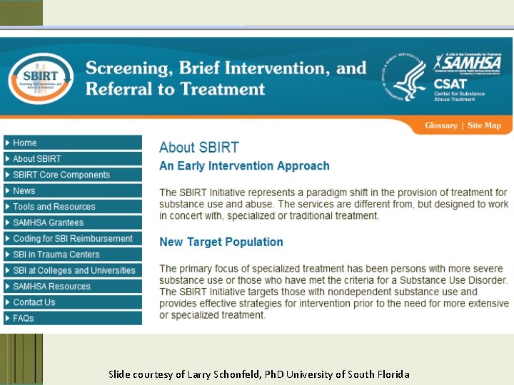 Slide courtesy of Larry Schonfeld, Ph. D University of South Florida 