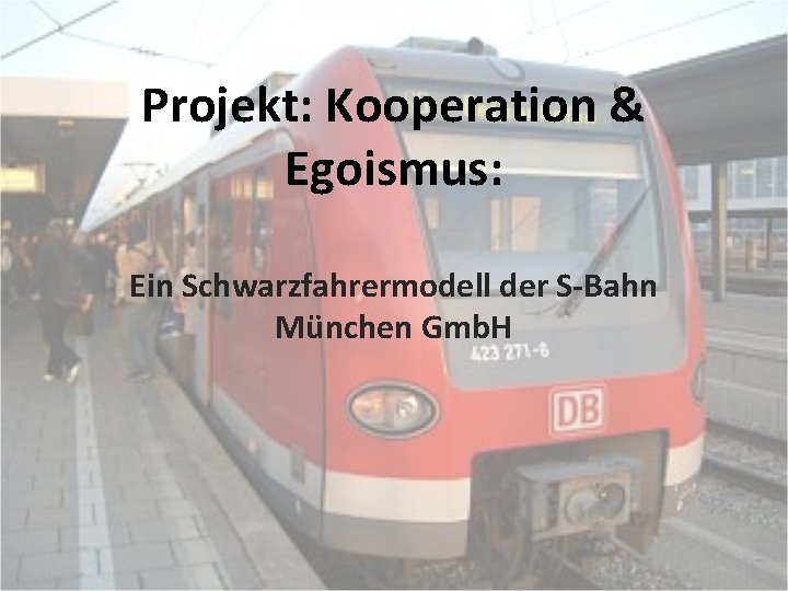 Projekt: Kooperation & Egoismus: Ein Schwarzfahrermodell der S-Bahn München Gmb. H 